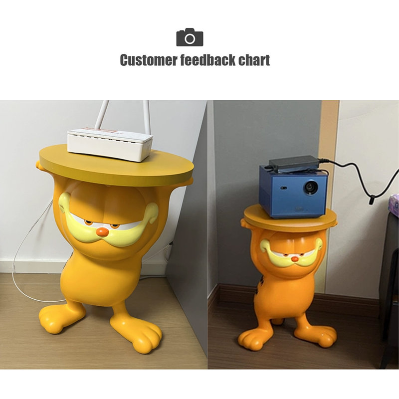 Orren Ellis Cartoon Resin Movable Garfield Cat Side Table Ornament